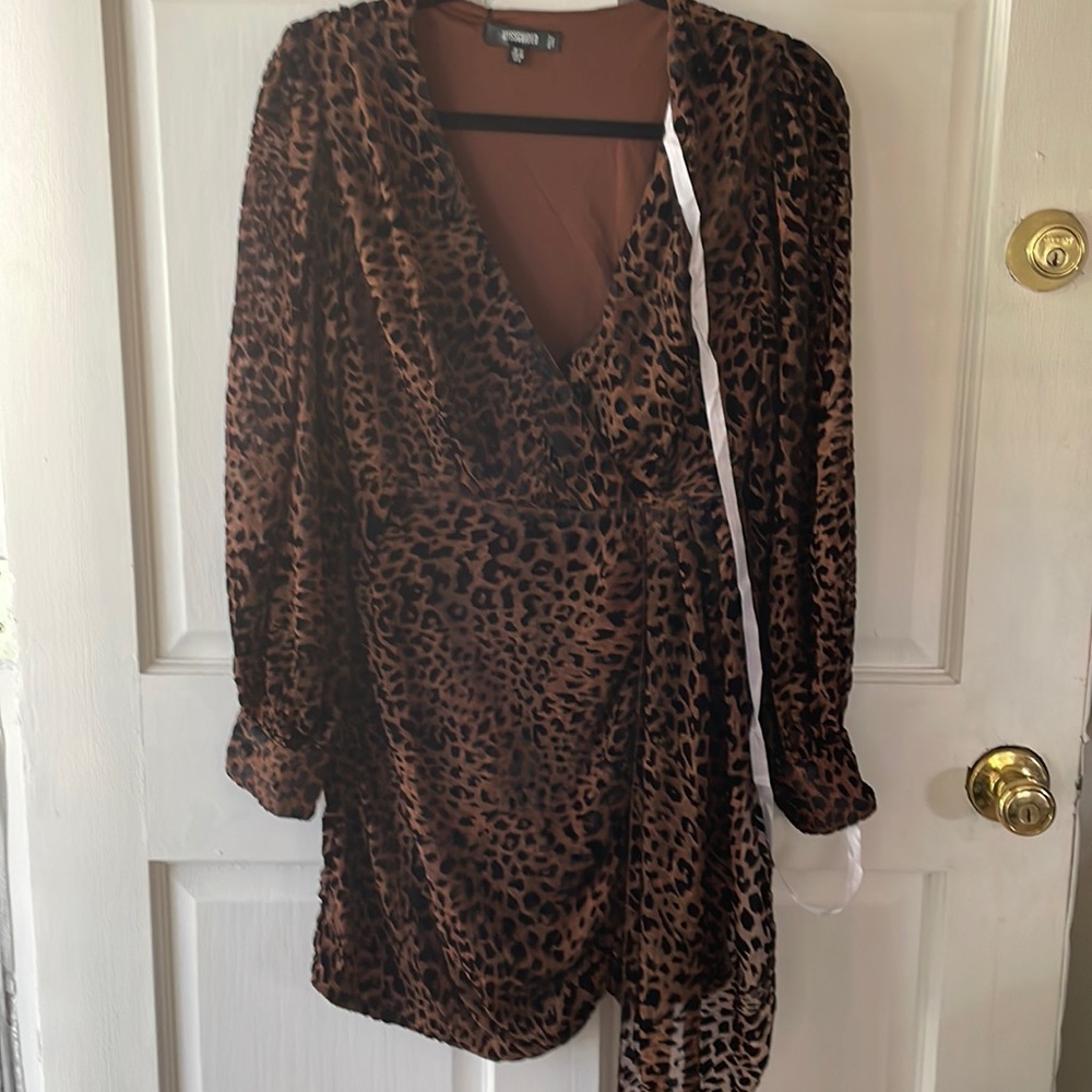 Misguided Animal Print Devore Drape Bodycon Dress - image 2